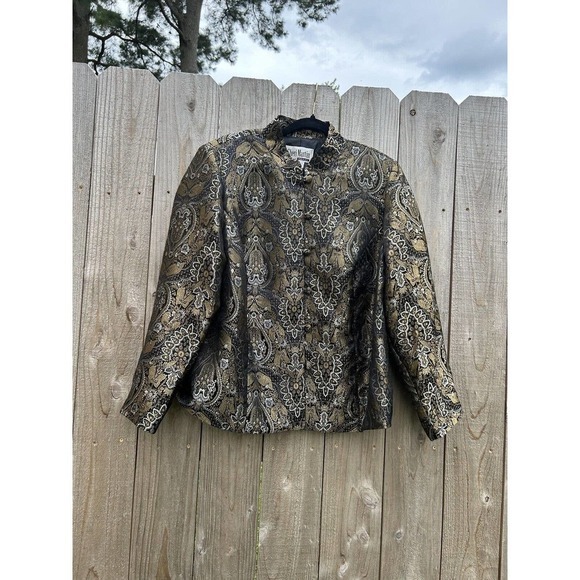 Vintage Sheri Martin Jacket Top Size 16W Black Gold Silver Buttons Whimsygoth - Picture 4 of 11
